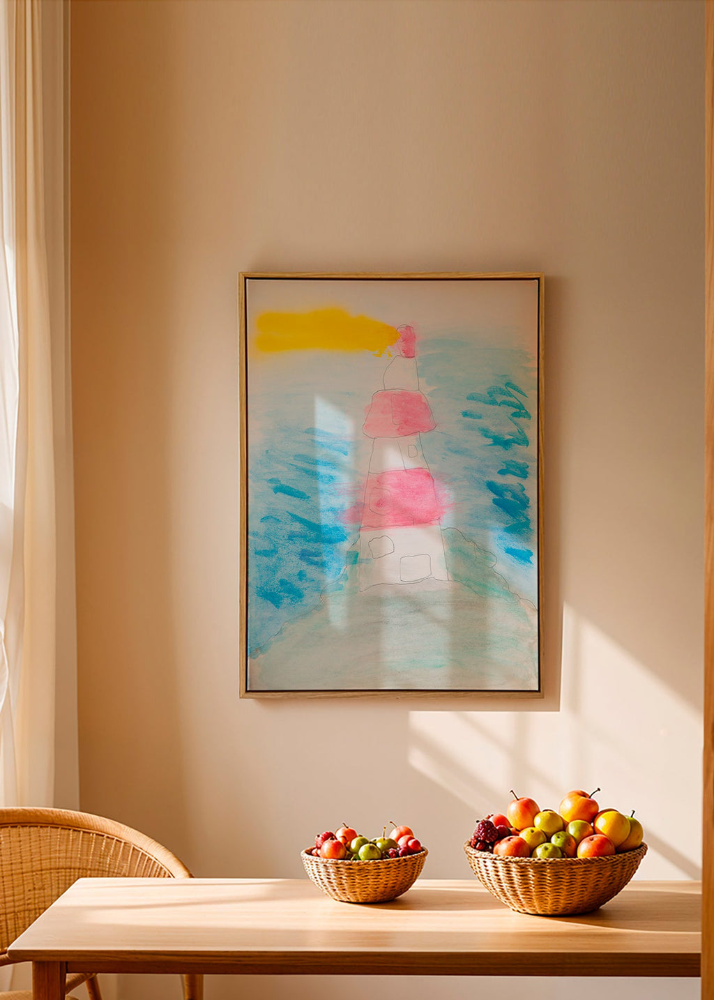 Art de paysage avec phare en aquarelle – Canvas1