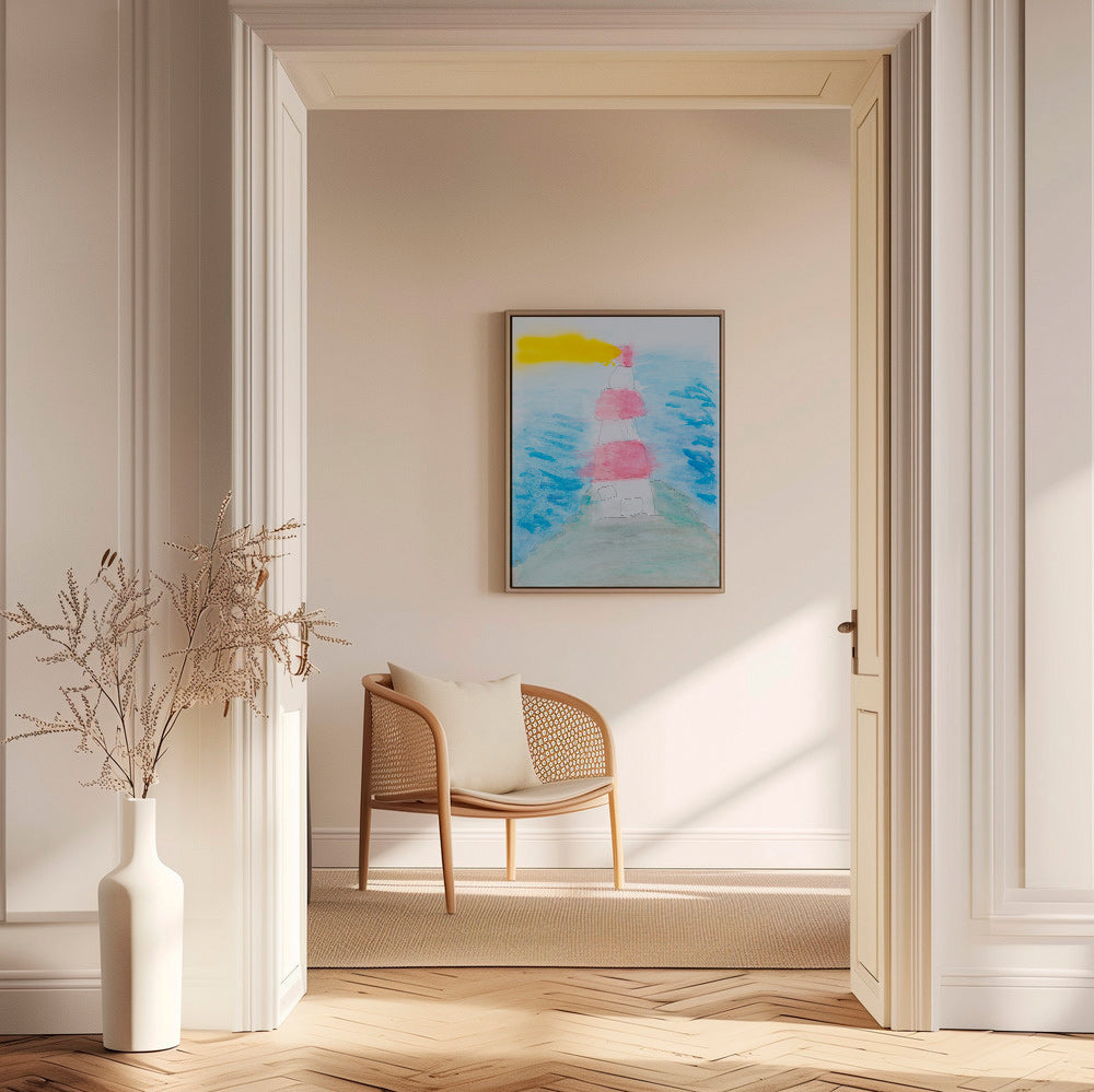 Art de paysage avec phare en aquarelle – Canvas2