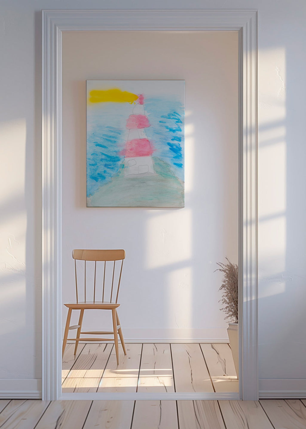 Art de paysage avec phare en aquarelle – Canvas