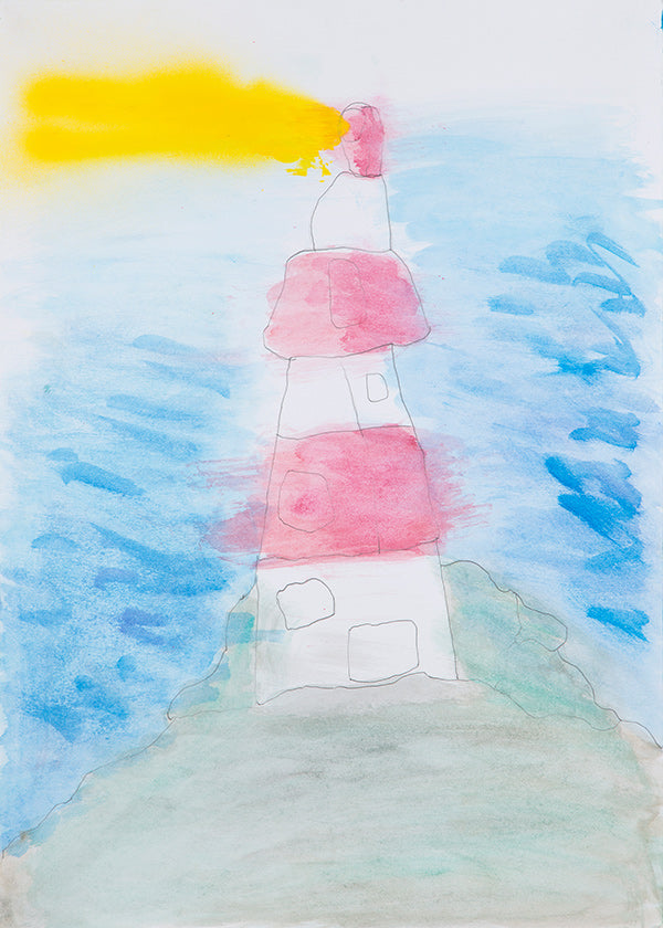 Art de paysage avec phare en aquarelle