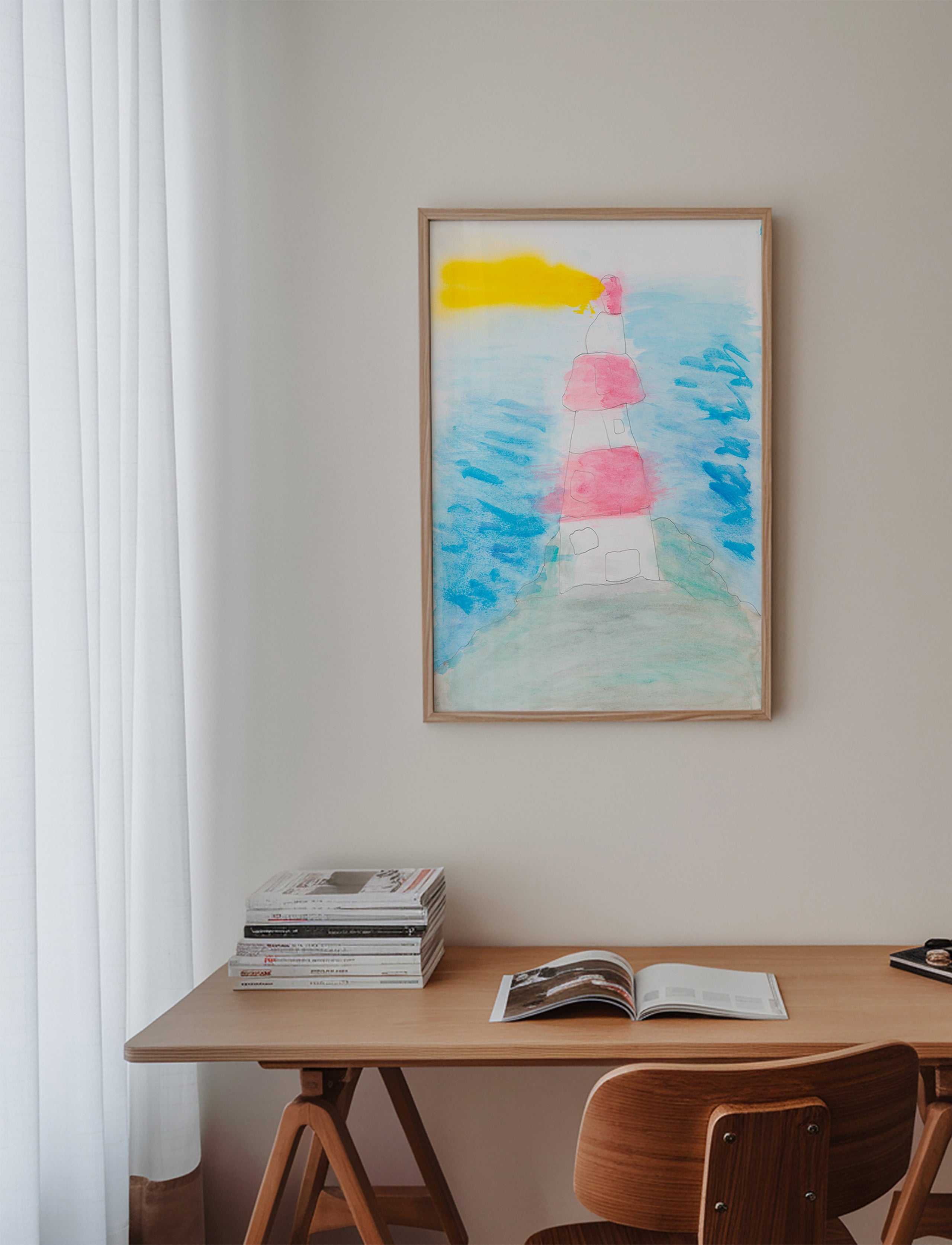 Art de paysage avec phare en aquarelle – Product3