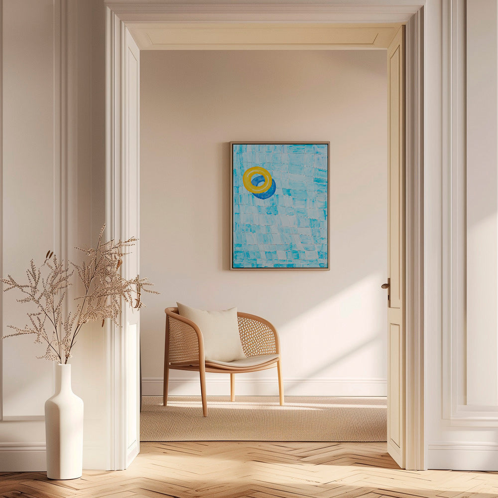 Œuvre minimaliste flottant jaune – Canvas1