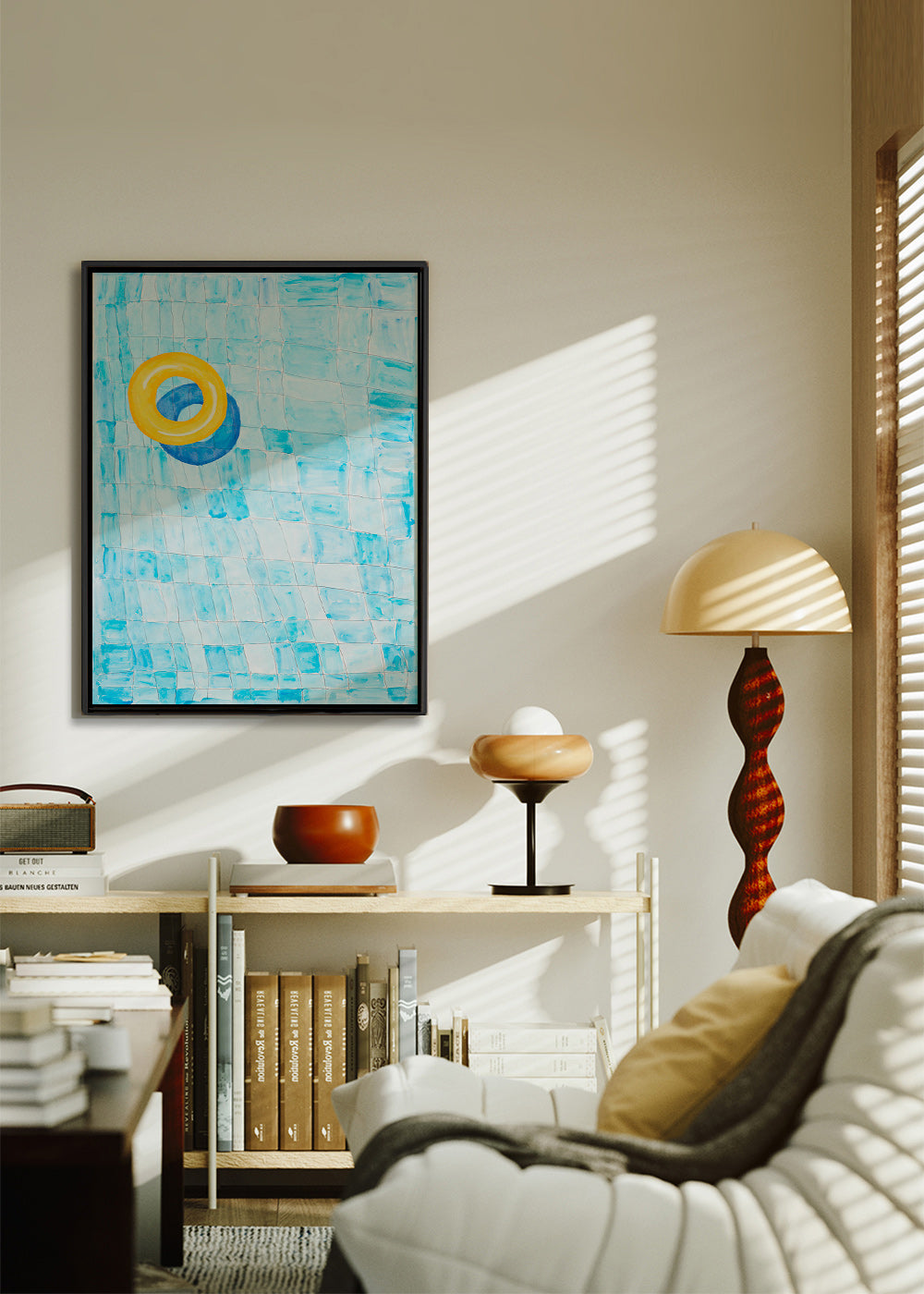 Œuvre minimaliste flottant jaune – Canvas2