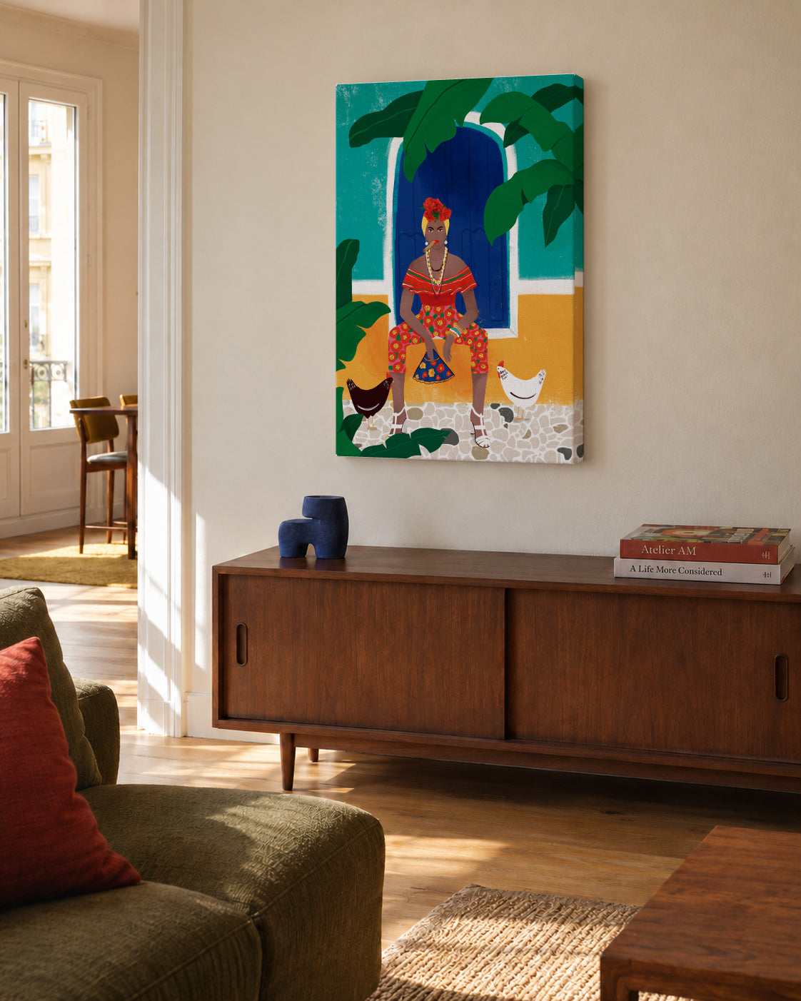 Femm au cigare - Unframed canvas in an interior