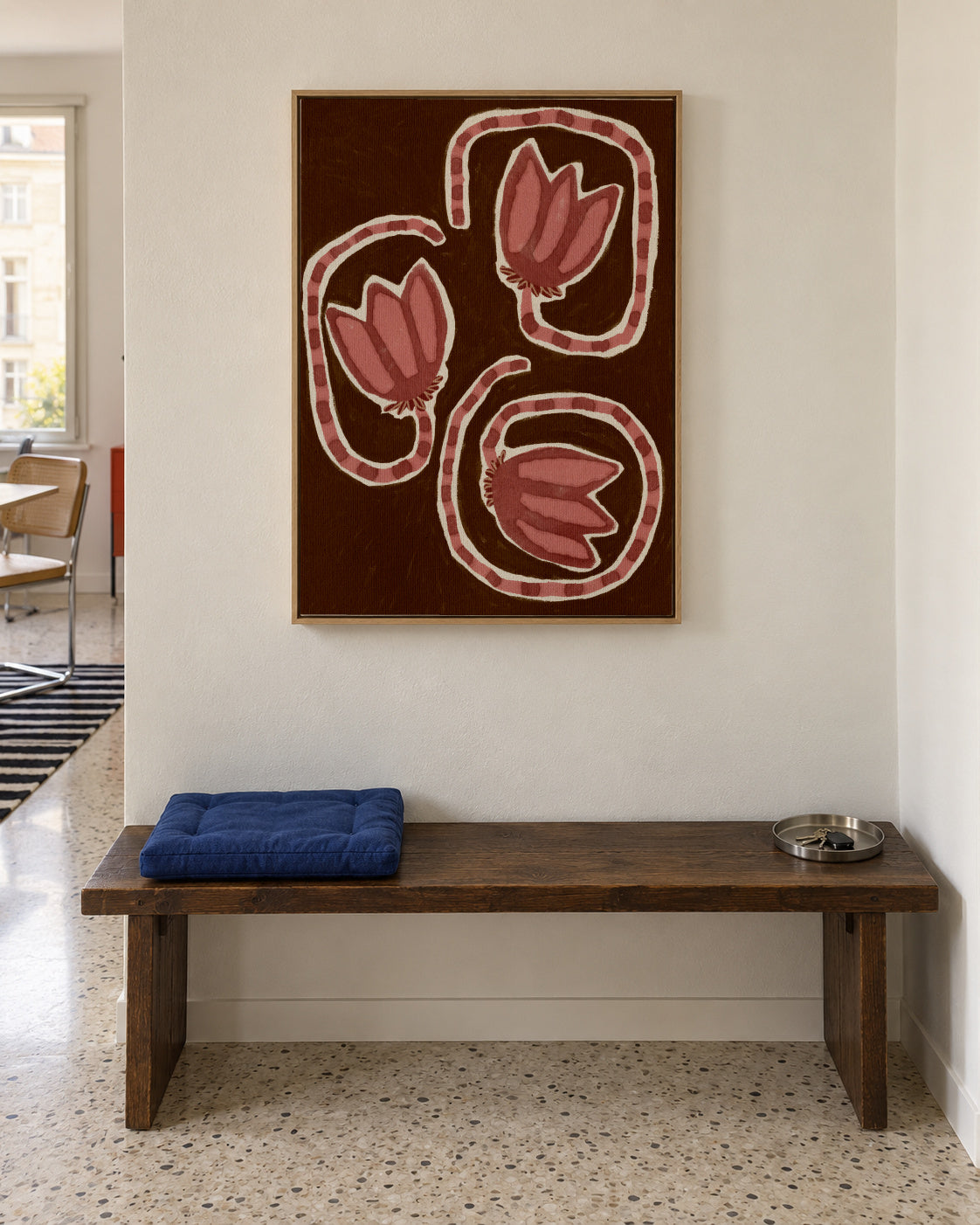 Delicate Bloom 19 - Framed canvas in an interior