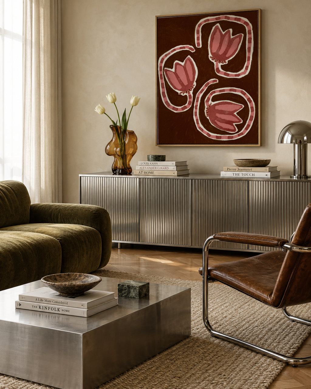 Delicate Bloom 19 - Framed canvas in an interior