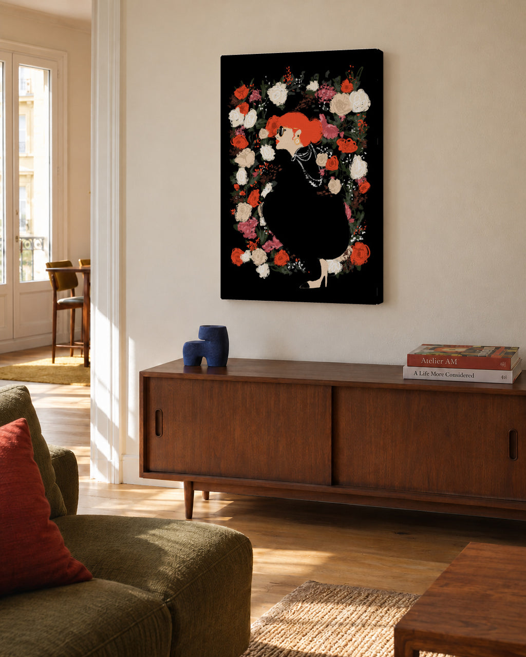Floral Frame - Unframed canvas in an interior