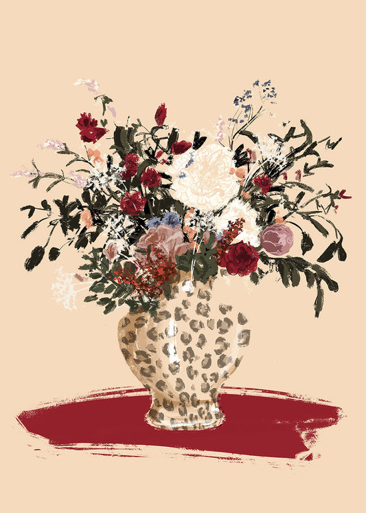 Illustration Flowers in a leopard vase