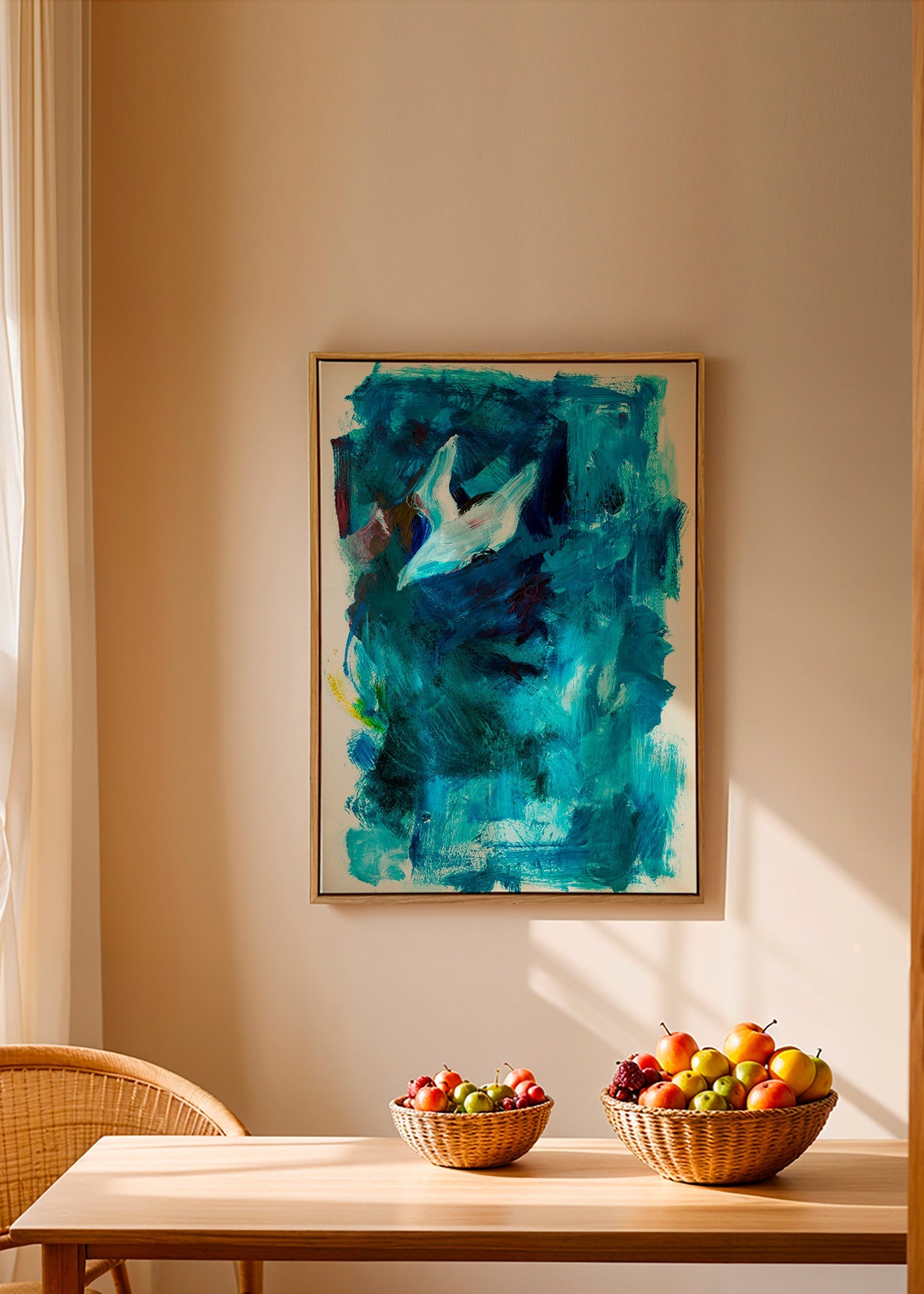 Cuadro abstracto azul con figura aérea – Canvas1