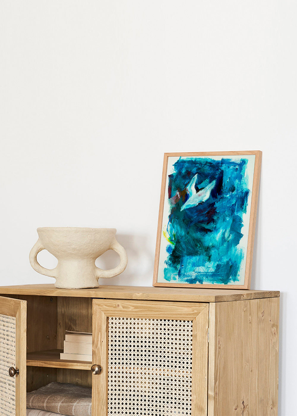 Cuadro abstracto azul con figura aérea – Product1