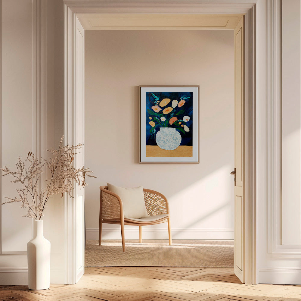 Lámina botánica con ramo en jarrón – Canvas2