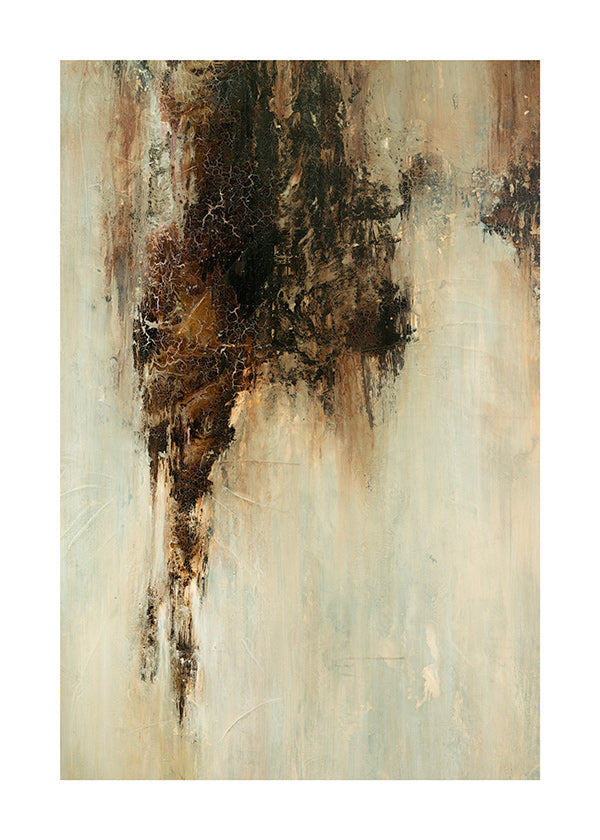 Cuadro abstracto textura terrosa vertical