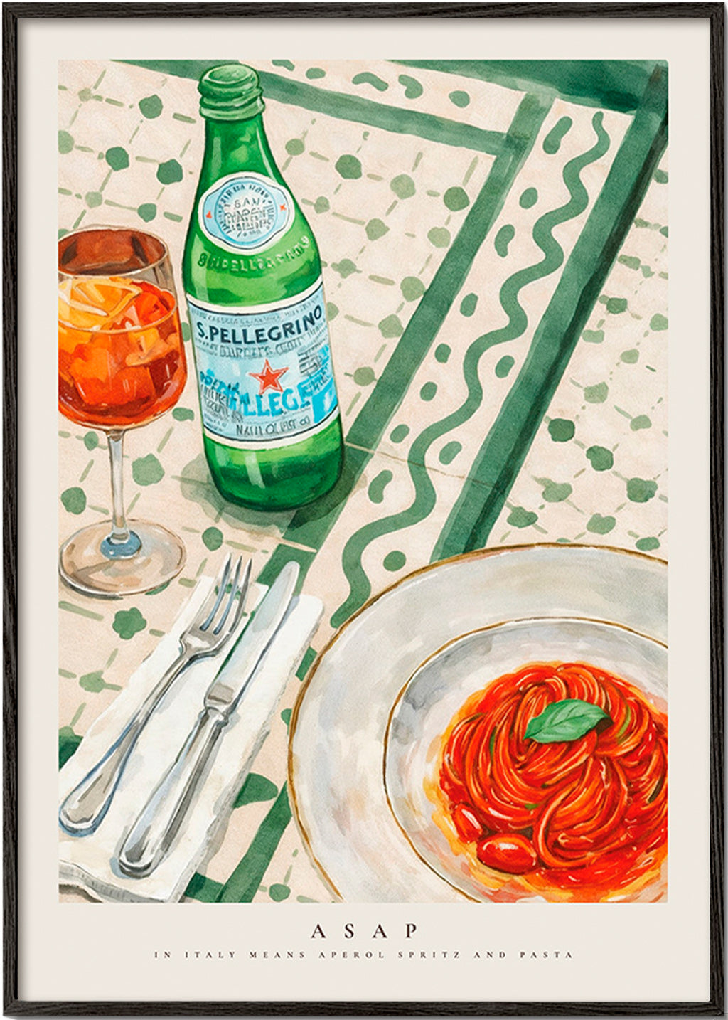 Art de cuisine Aperol Spritz et pâtes