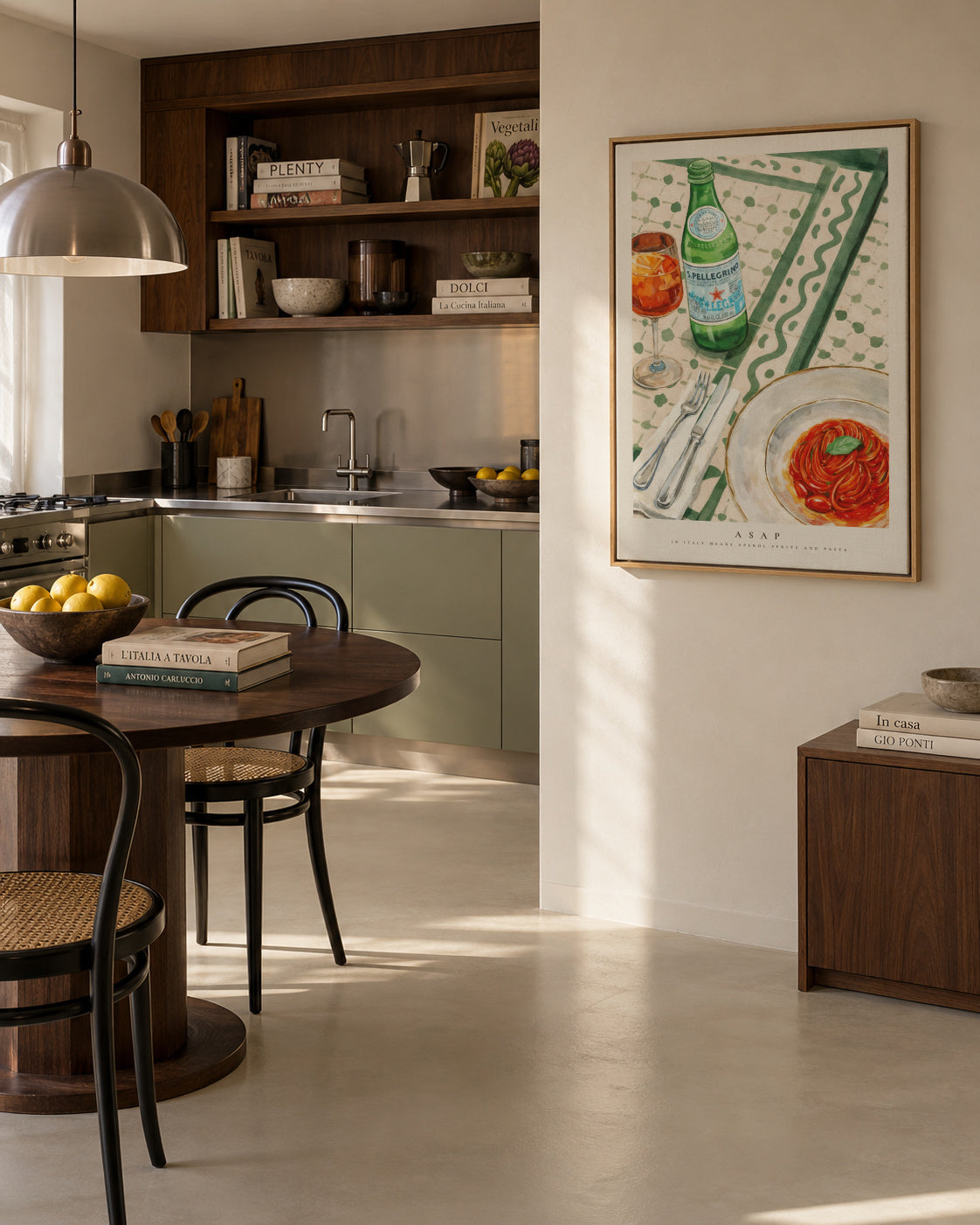 ASAP: Aperol Spritz And Pasta - Framed canvas in an interior