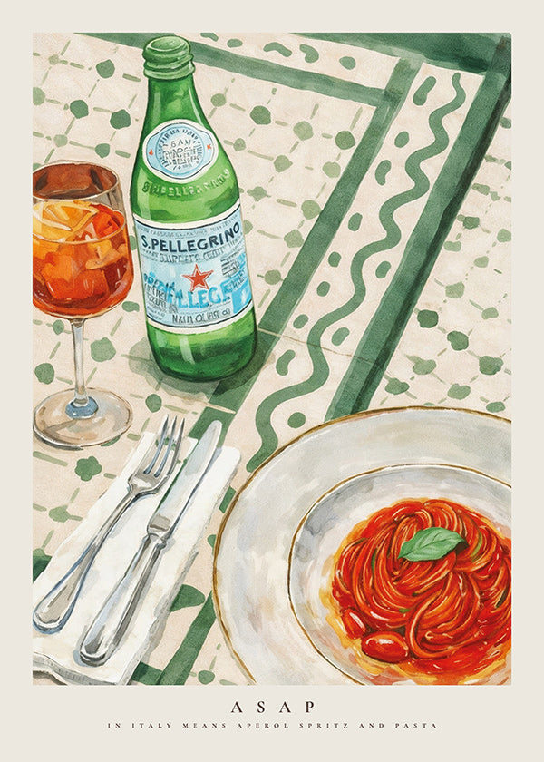 Art de cuisine Aperol Spritz et pâtes