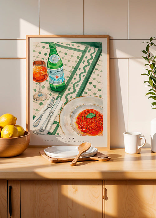Art de cuisine Aperol Spritz et pâtes