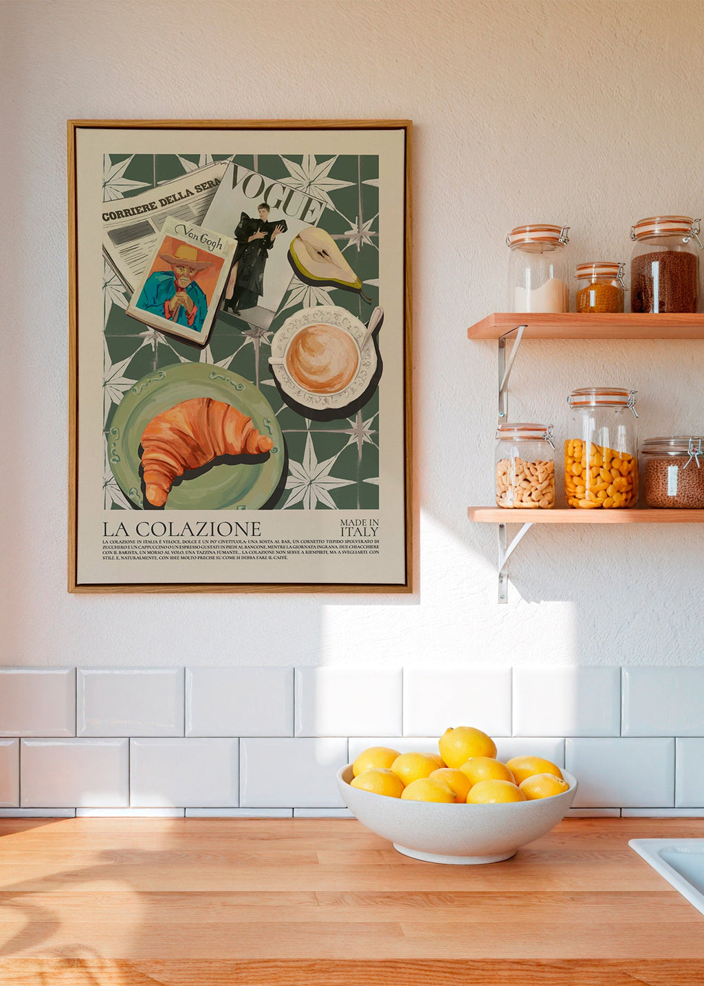 Art de cuisine avec croissant et magazine