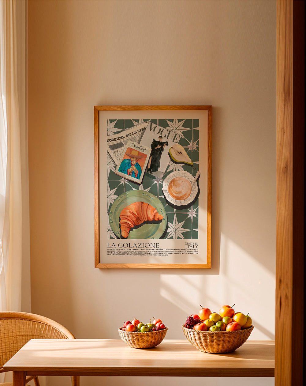 Art de cuisine avec croissant et magazine