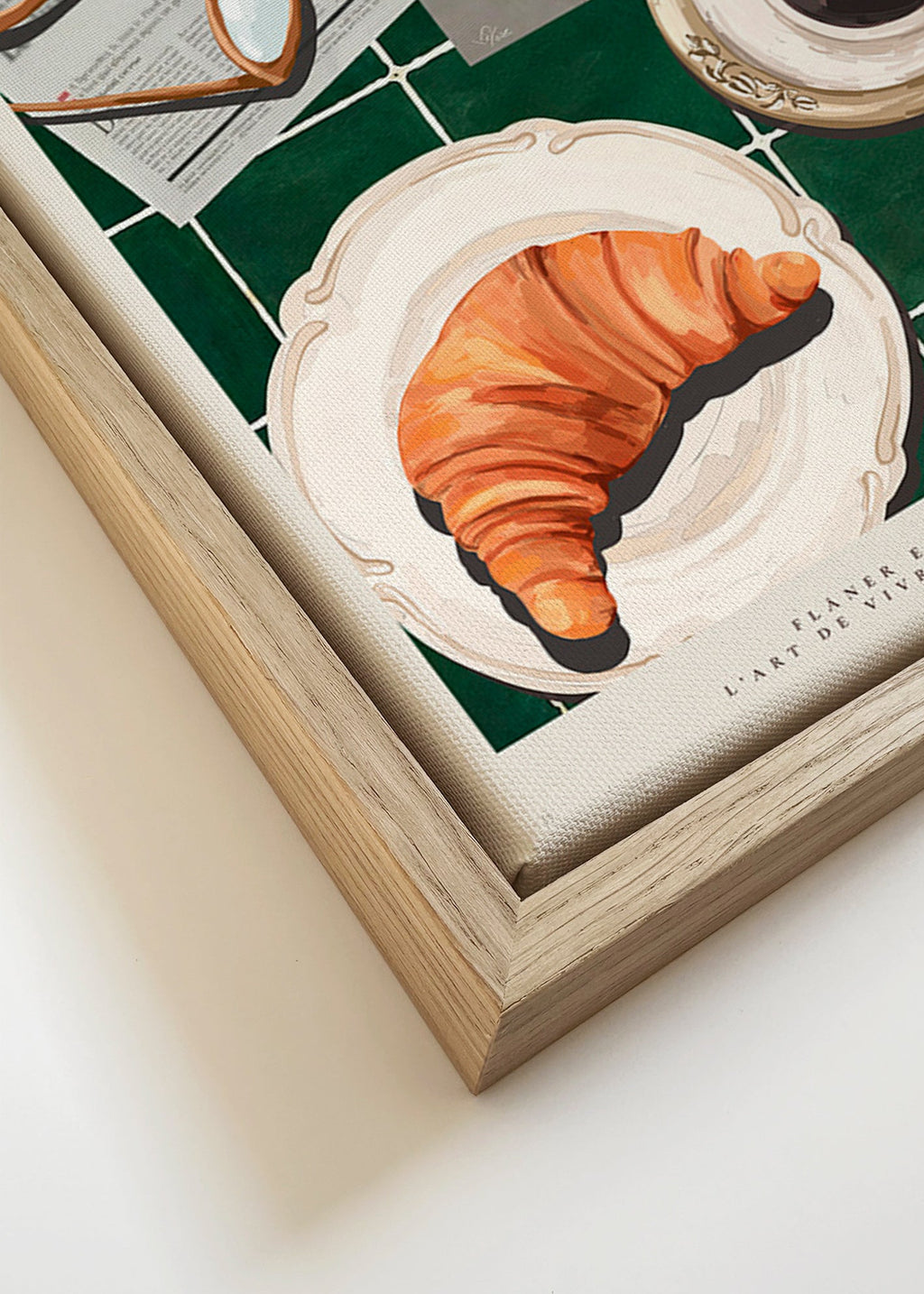Art de cuisine avec croissant et café
