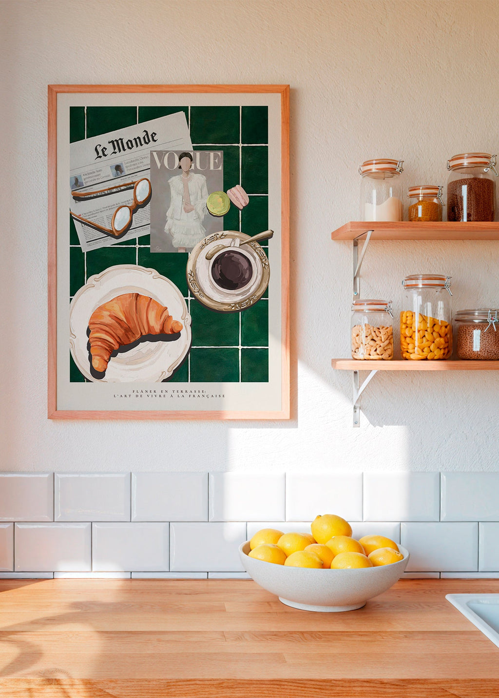 Art de cuisine avec croissant et café