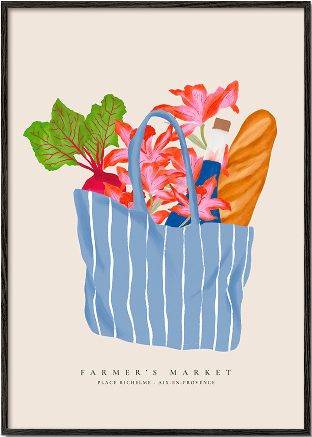 Art de cuisine avec illustration de sac de marché