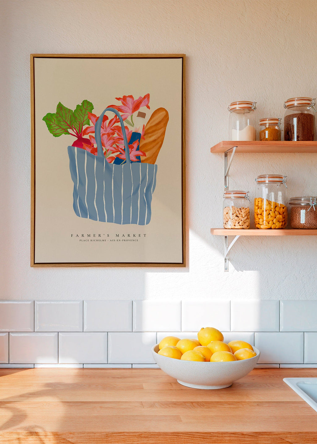 Art de cuisine avec illustration de sac de marché