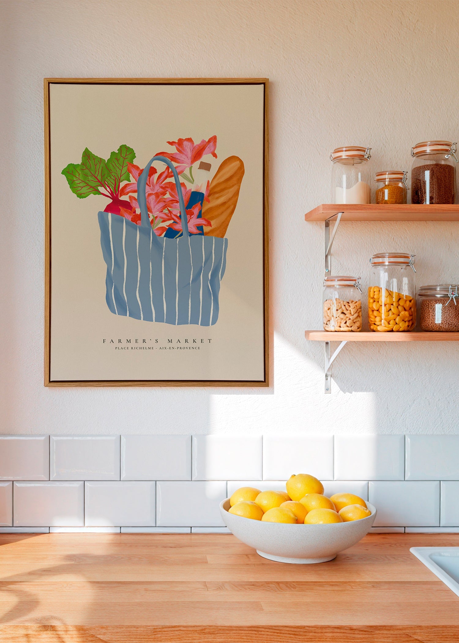 Art de cuisine avec illustration de sac de marché