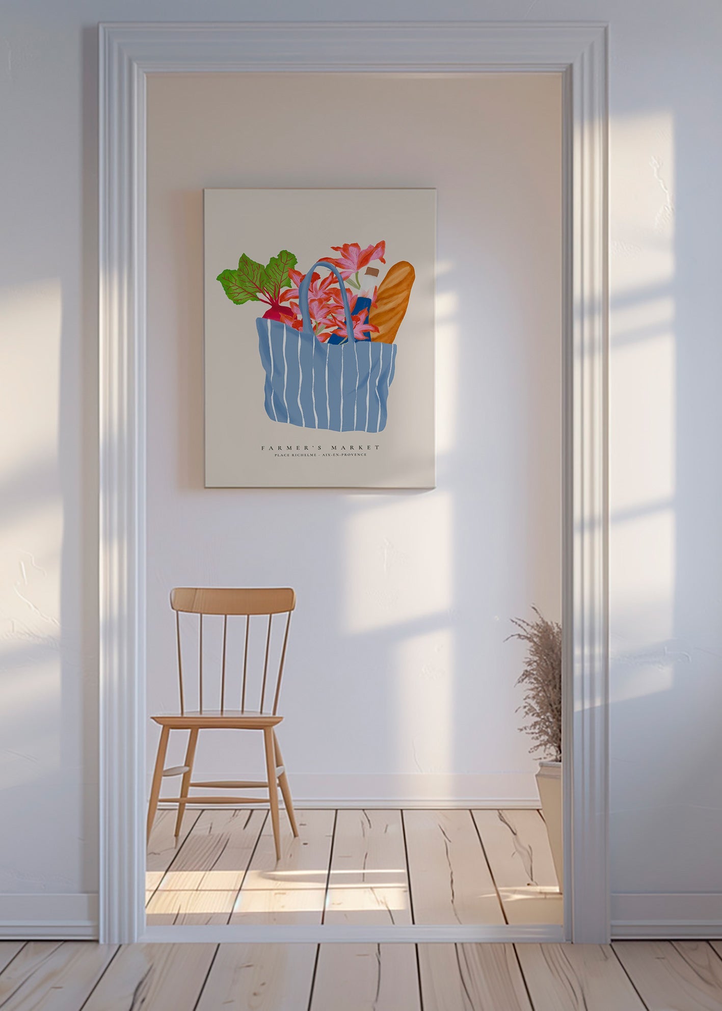 Art de cuisine avec illustration de sac de marché