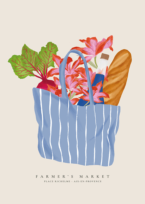 Art de cuisine avec illustration de sac de marché