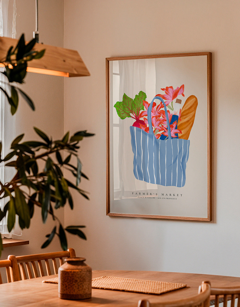 Art de cuisine avec illustration de sac de marché