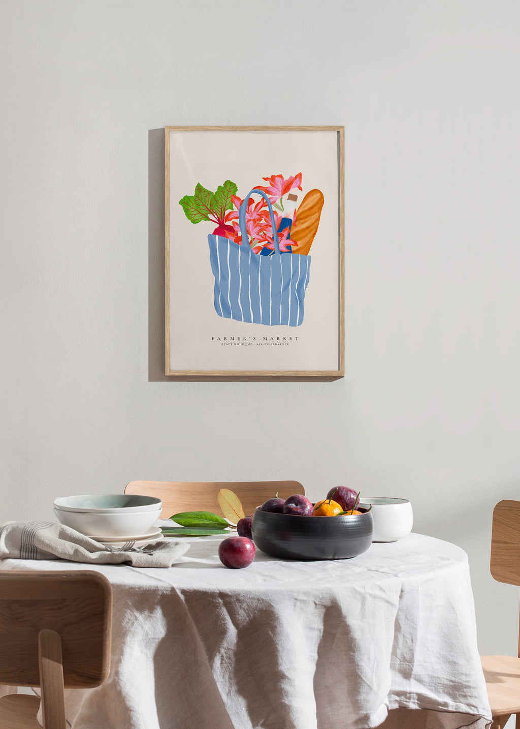 Art de cuisine avec illustration de sac de marché