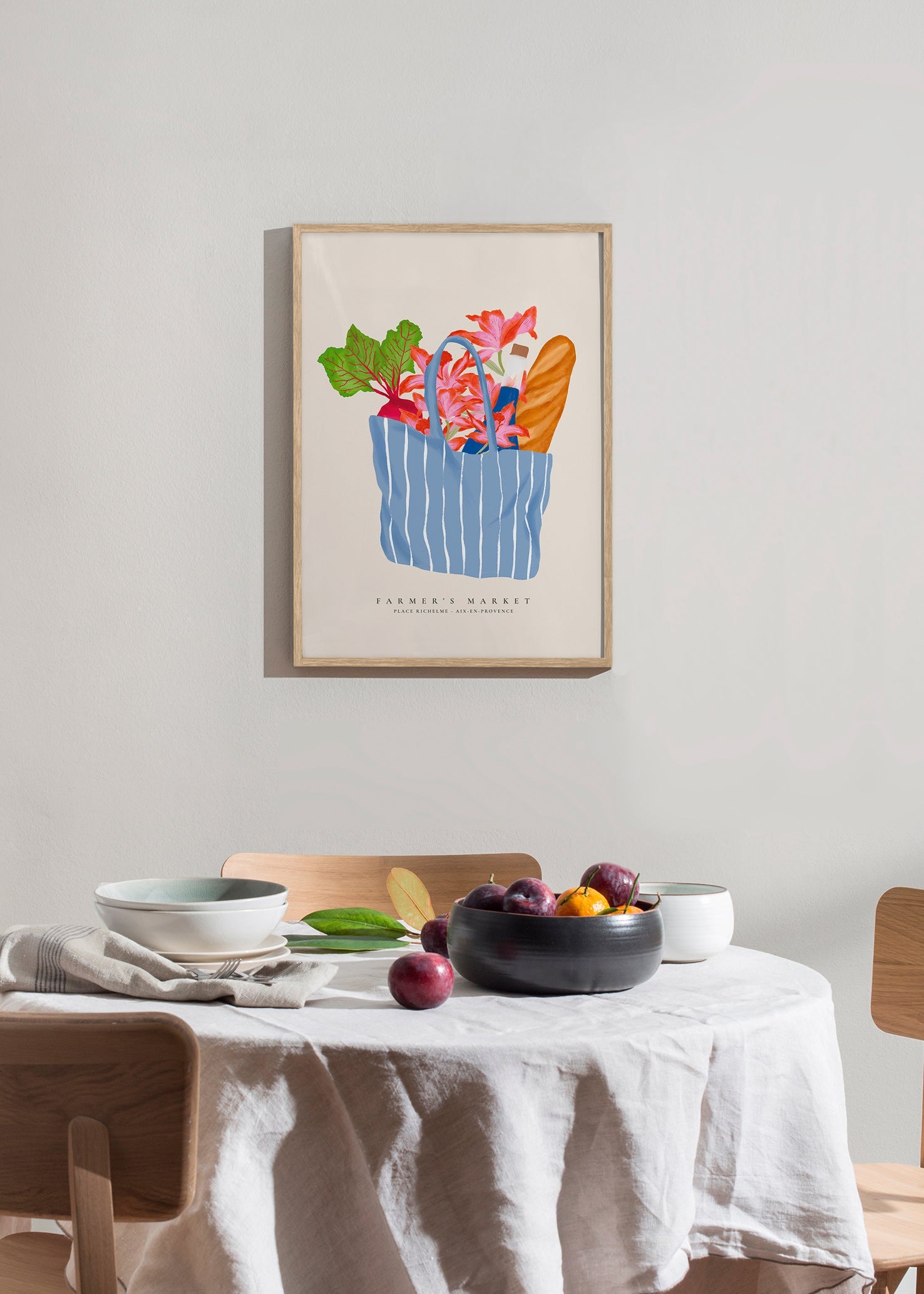 Art de cuisine avec illustration de sac de marché