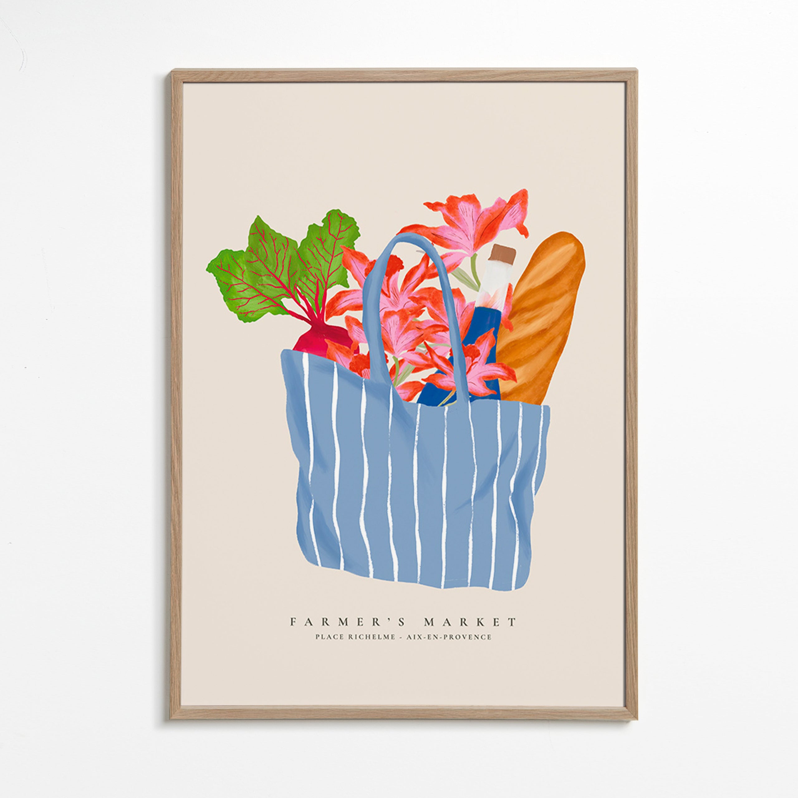 Art de cuisine avec illustration de sac de marché