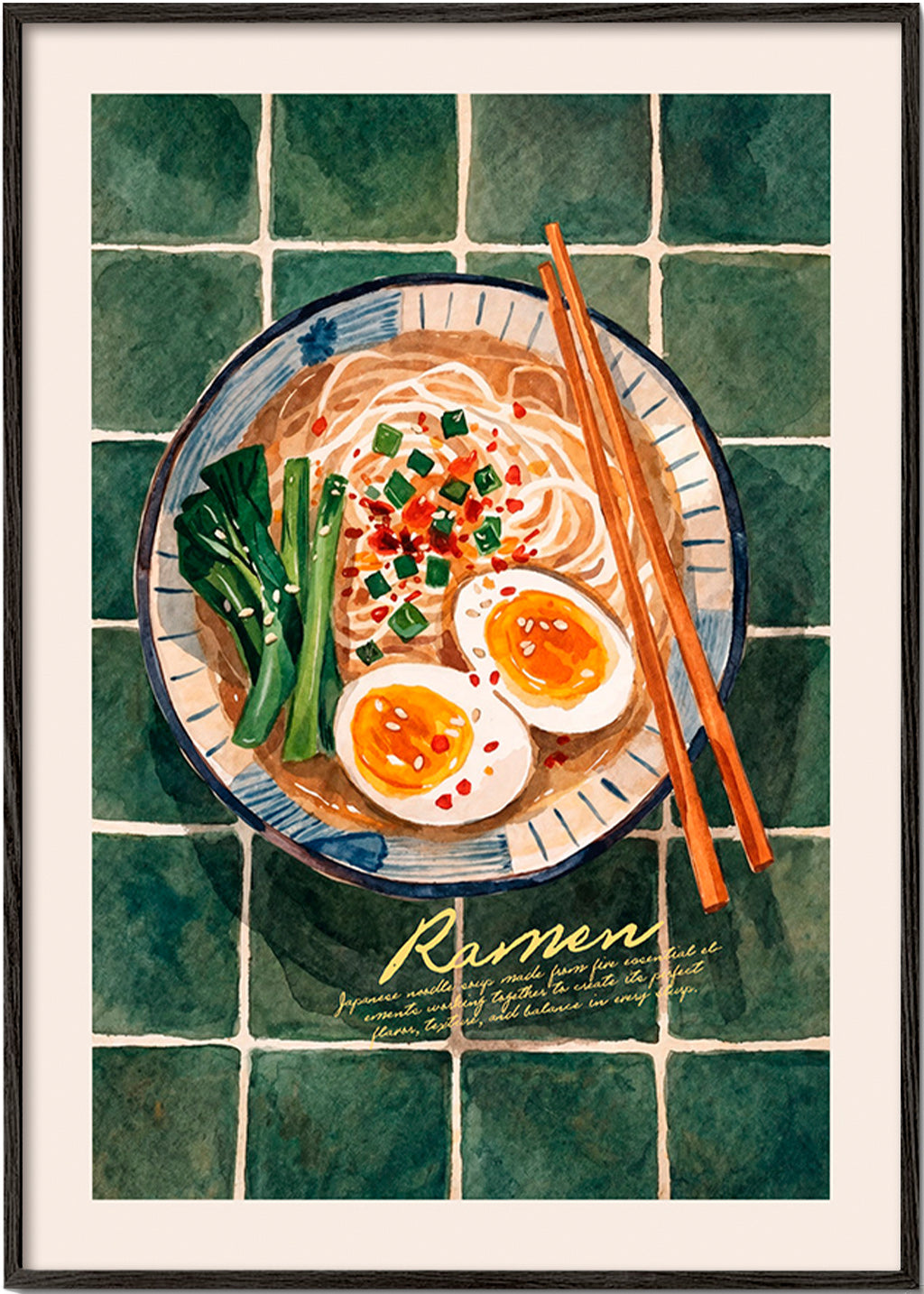 Art de cuisine Ramen en aquarelle
