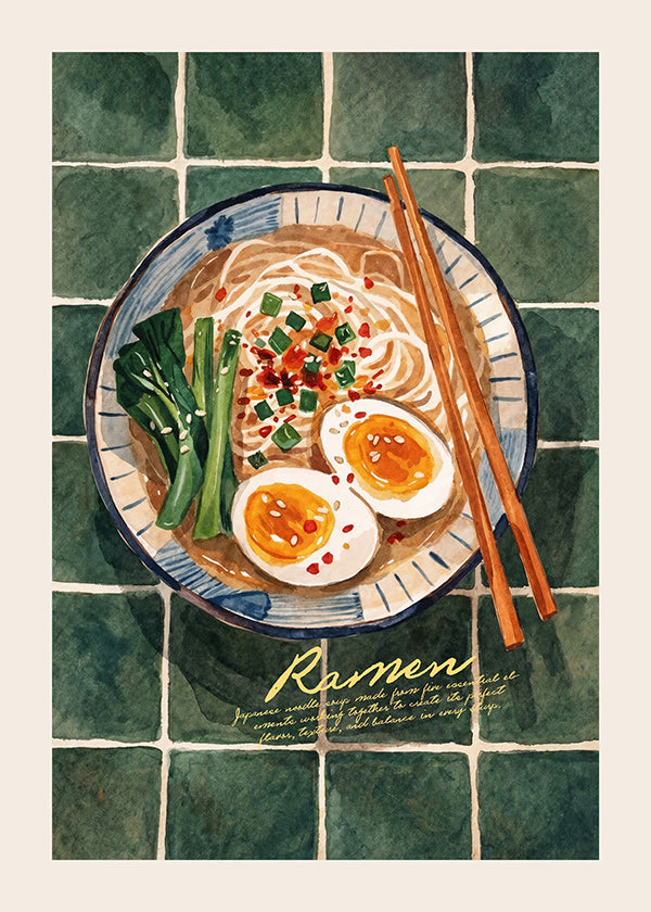 Art de cuisine Ramen en aquarelle