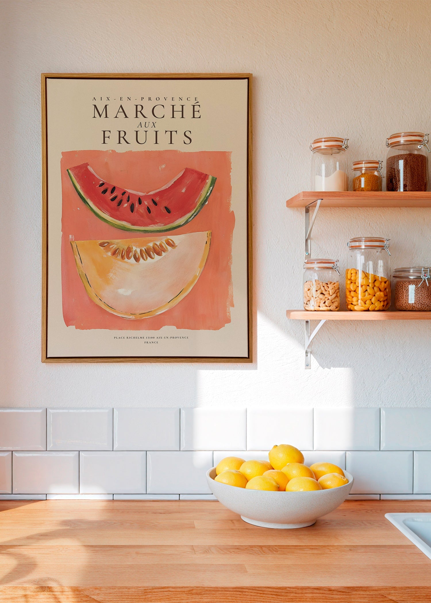 Art de cuisine Marché aux Fruits, tranches de melon et pastèque