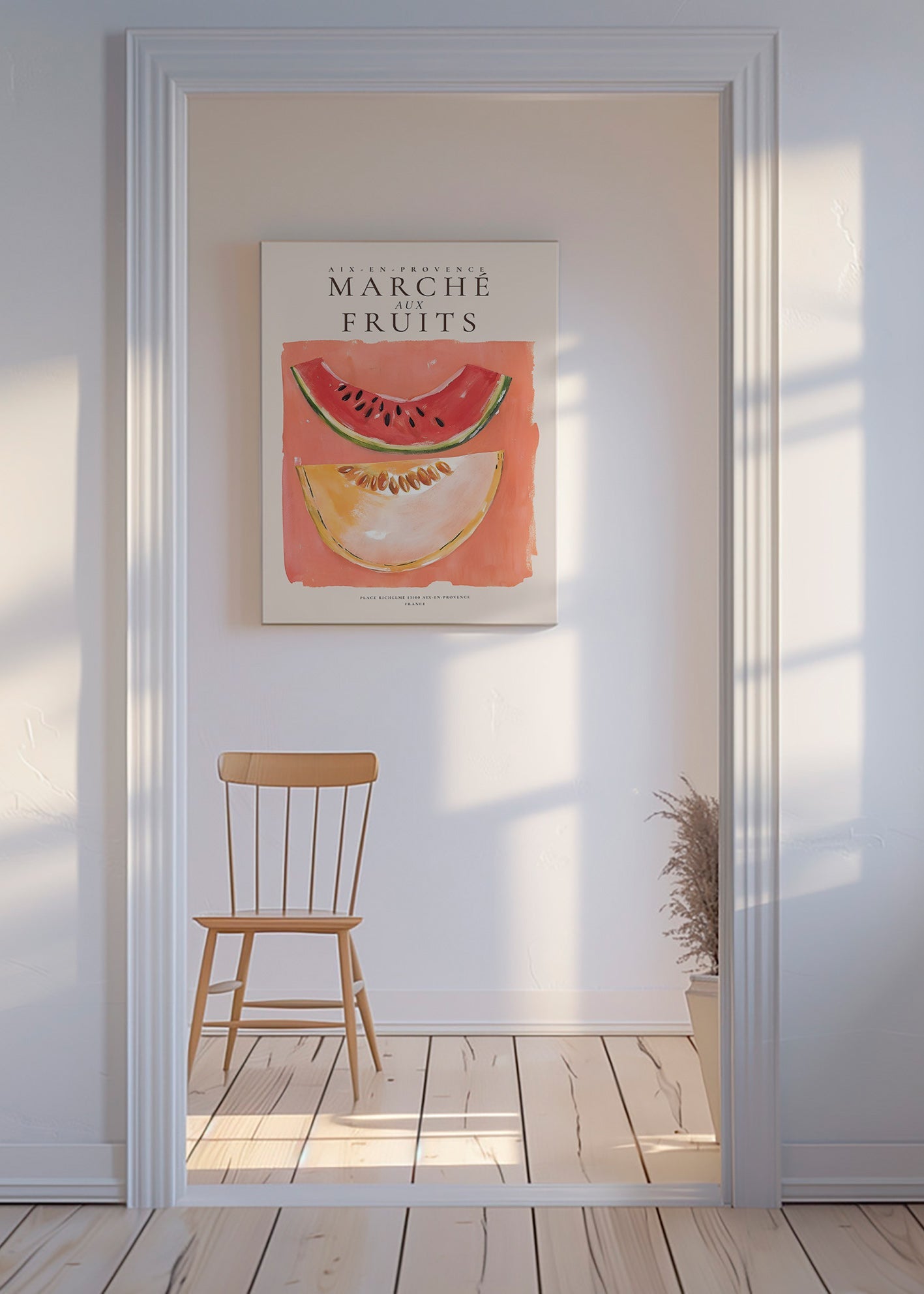 Art de cuisine Marché aux Fruits, tranches de melon et pastèque