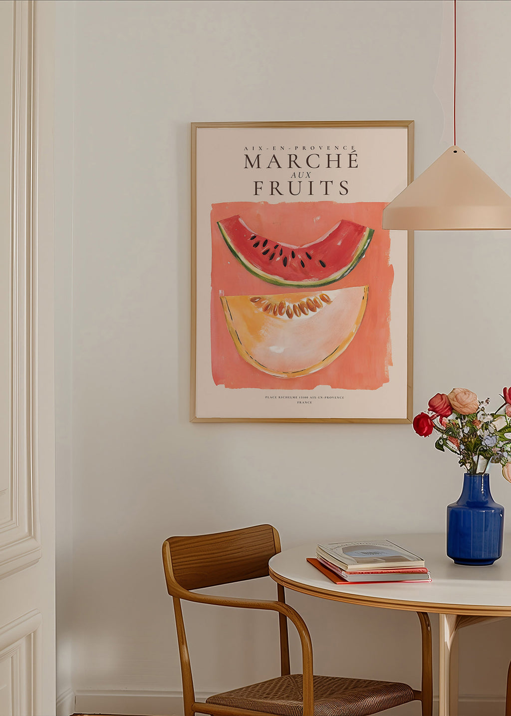 Art de cuisine Marché aux Fruits, tranches de melon et pastèque