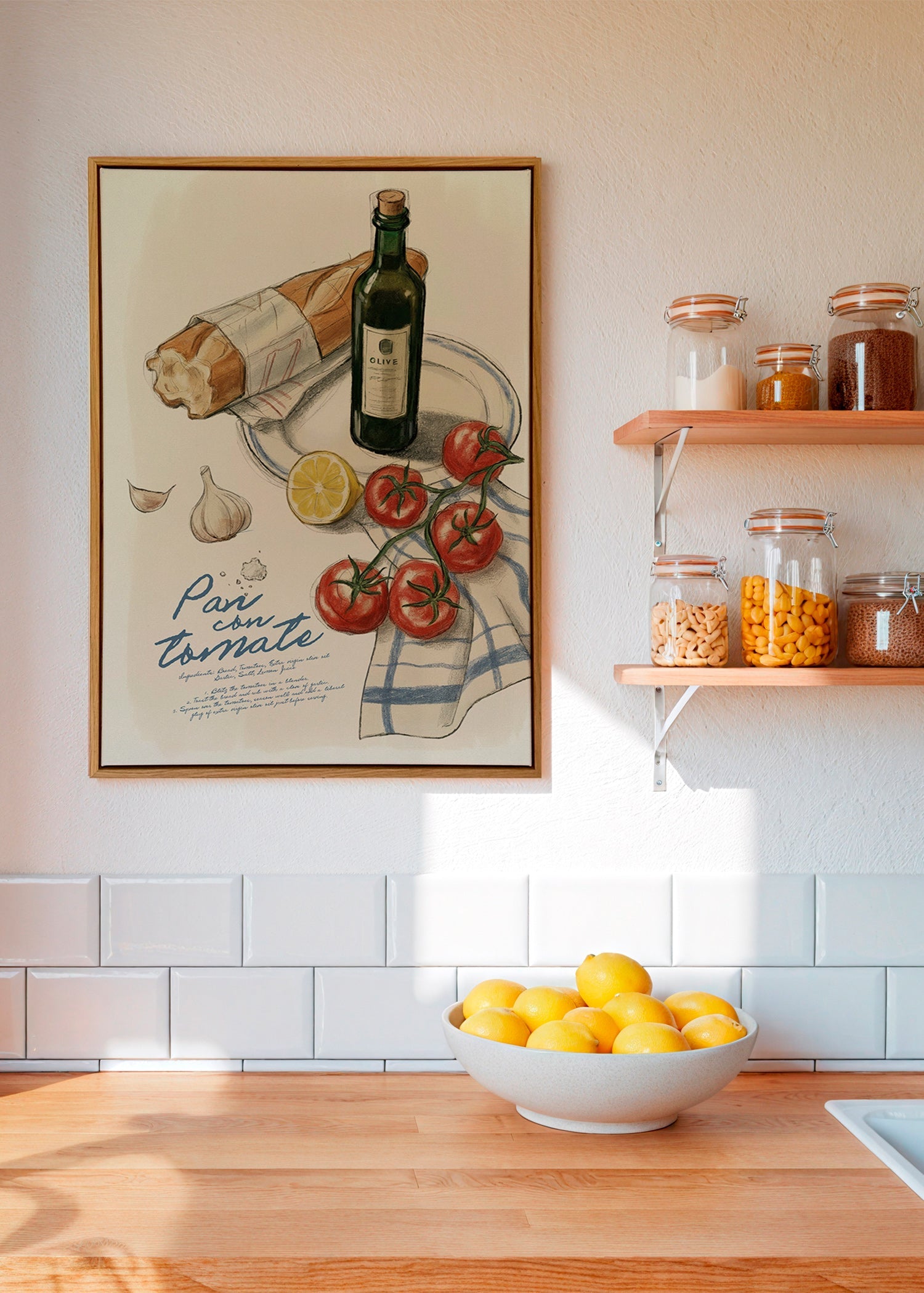 Art de cuisine Pain et tomate illustré