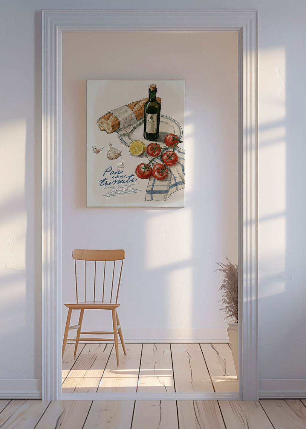 Art de cuisine Pain et tomate illustré