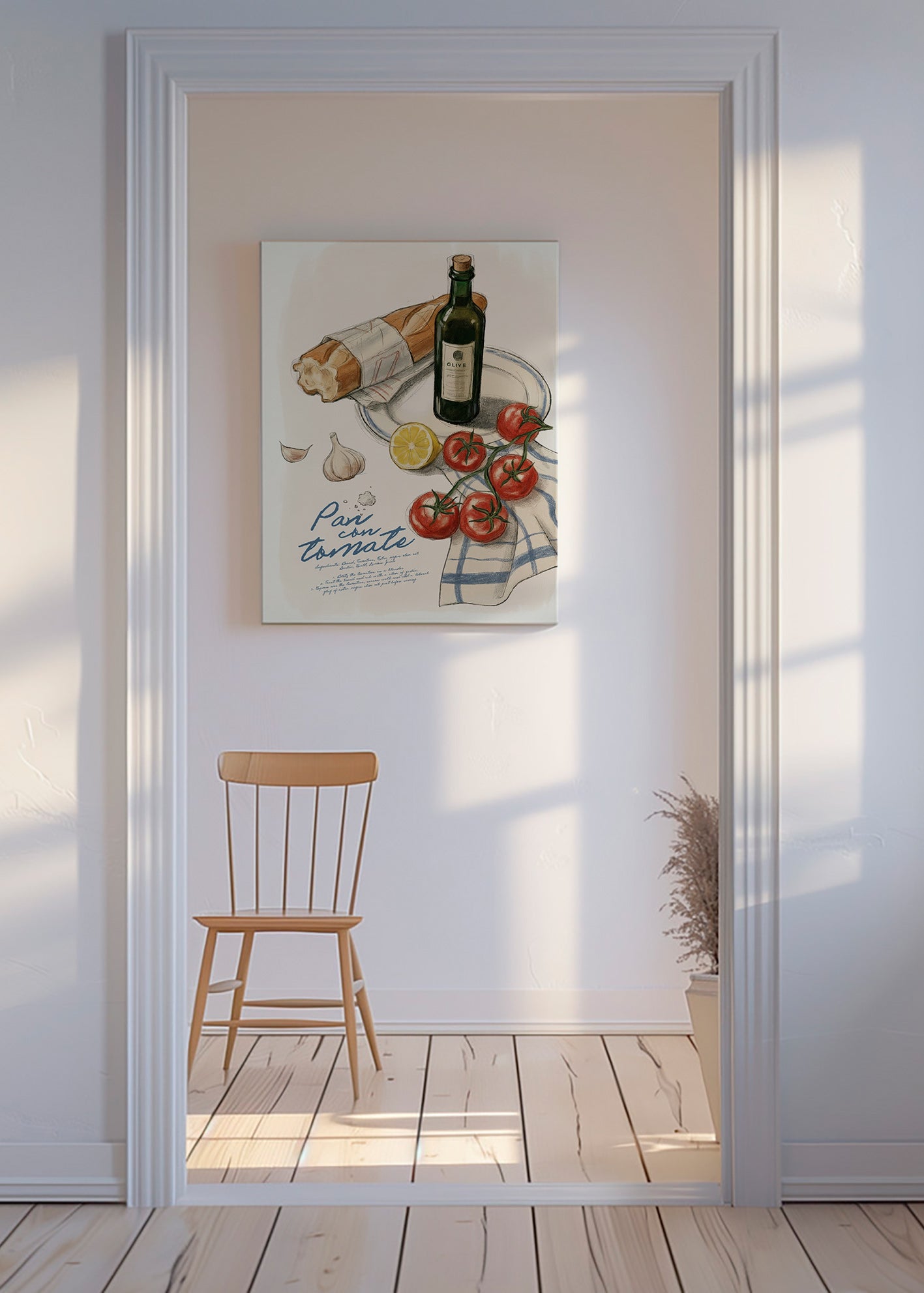 Art de cuisine Pain et tomate illustré