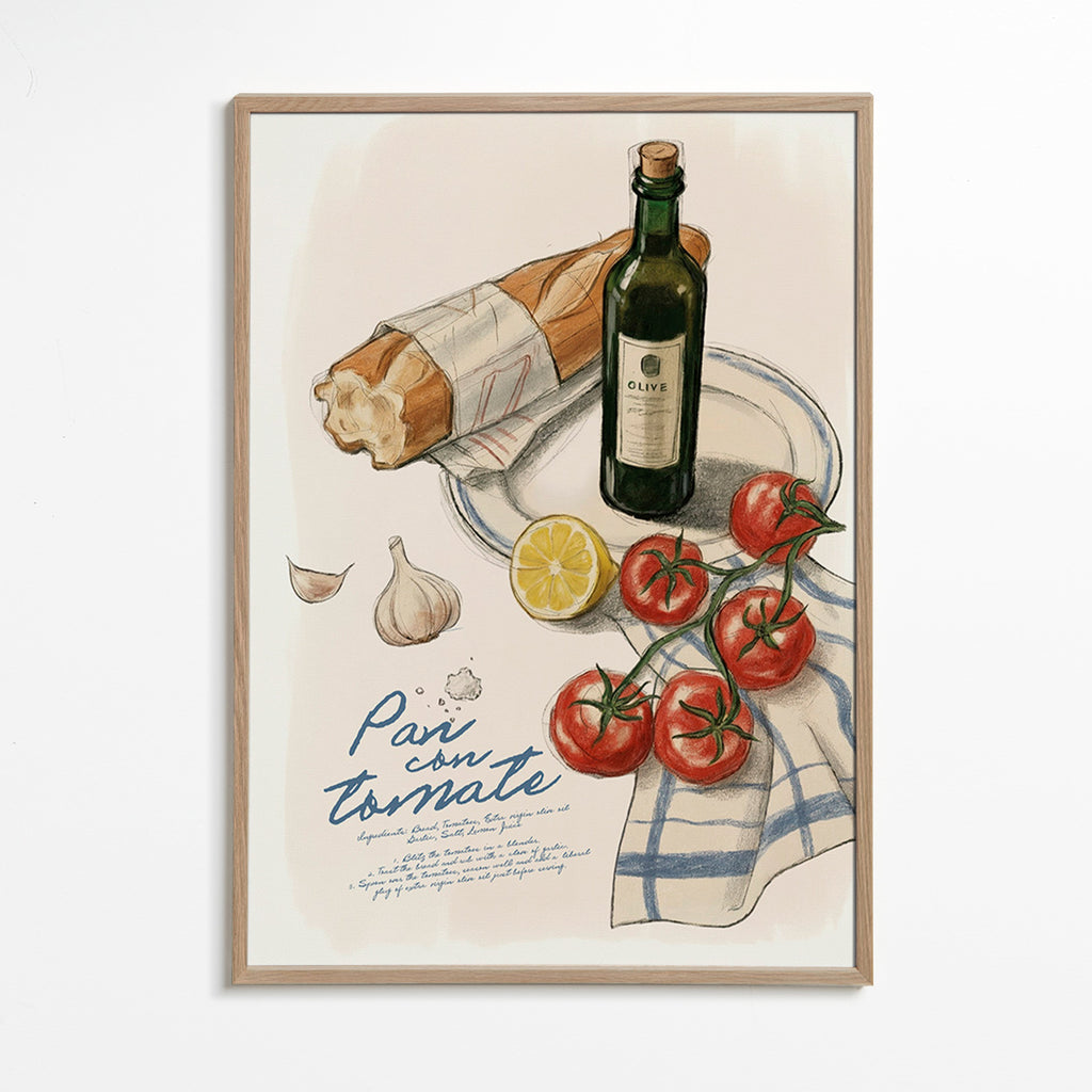 Art de cuisine Pain et tomate illustré