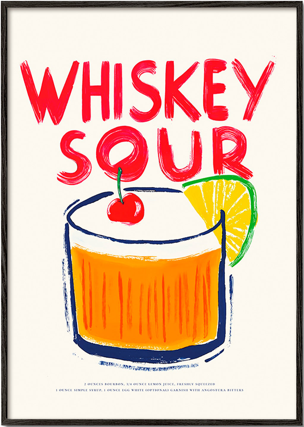 Art de cuisine Whiskey Sour illustration de cocktail
