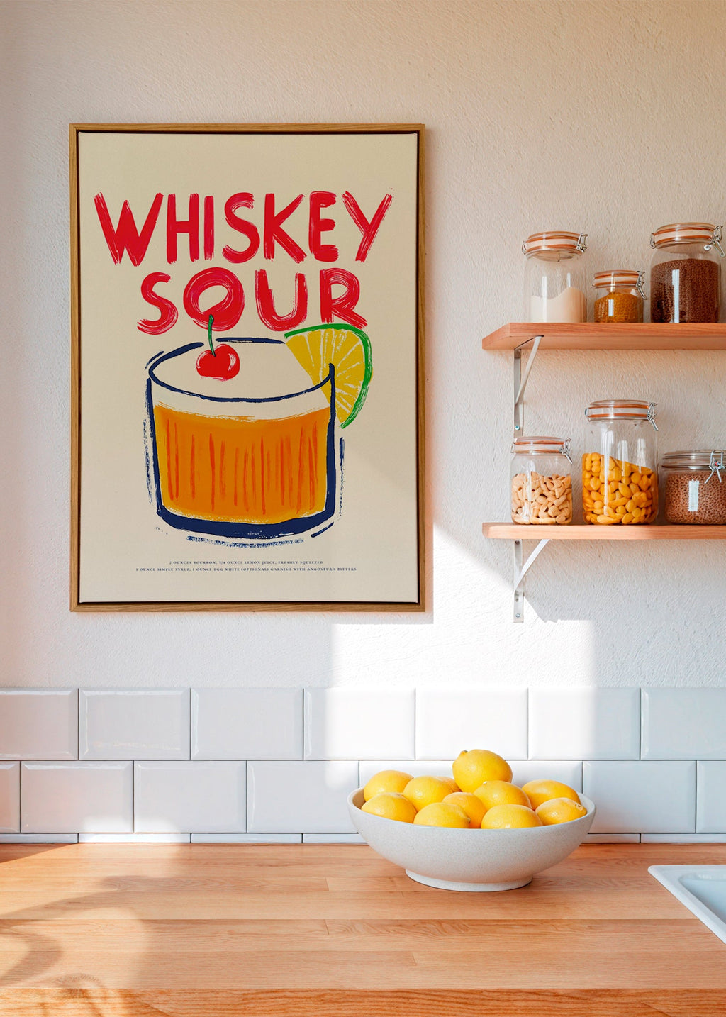 Art de cuisine Whiskey Sour illustration de cocktail