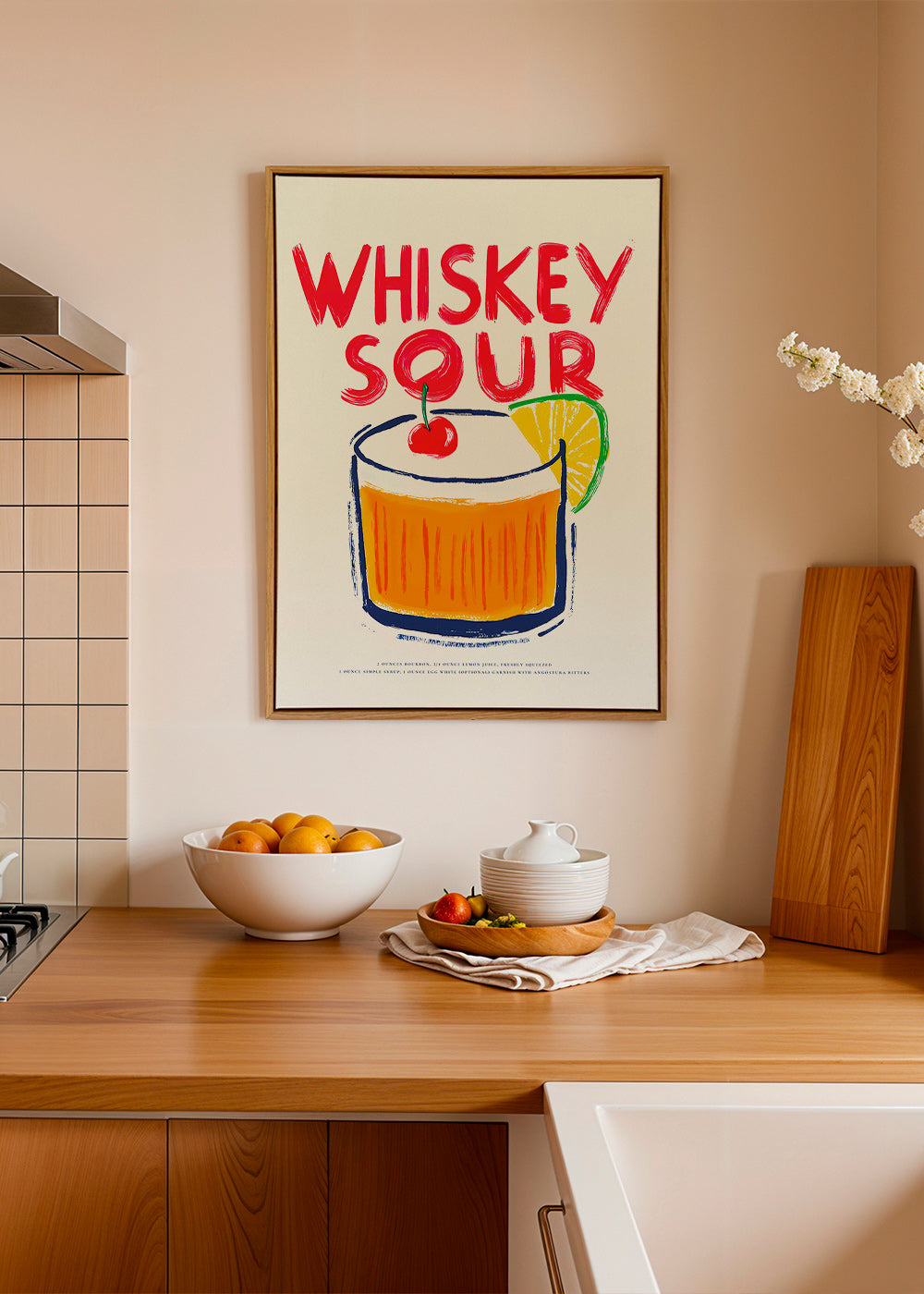 Art de cuisine Whiskey Sour illustration de cocktail