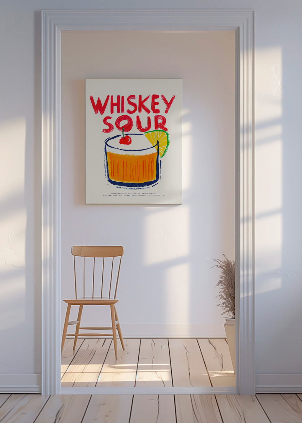Art de cuisine Whiskey Sour illustration de cocktail