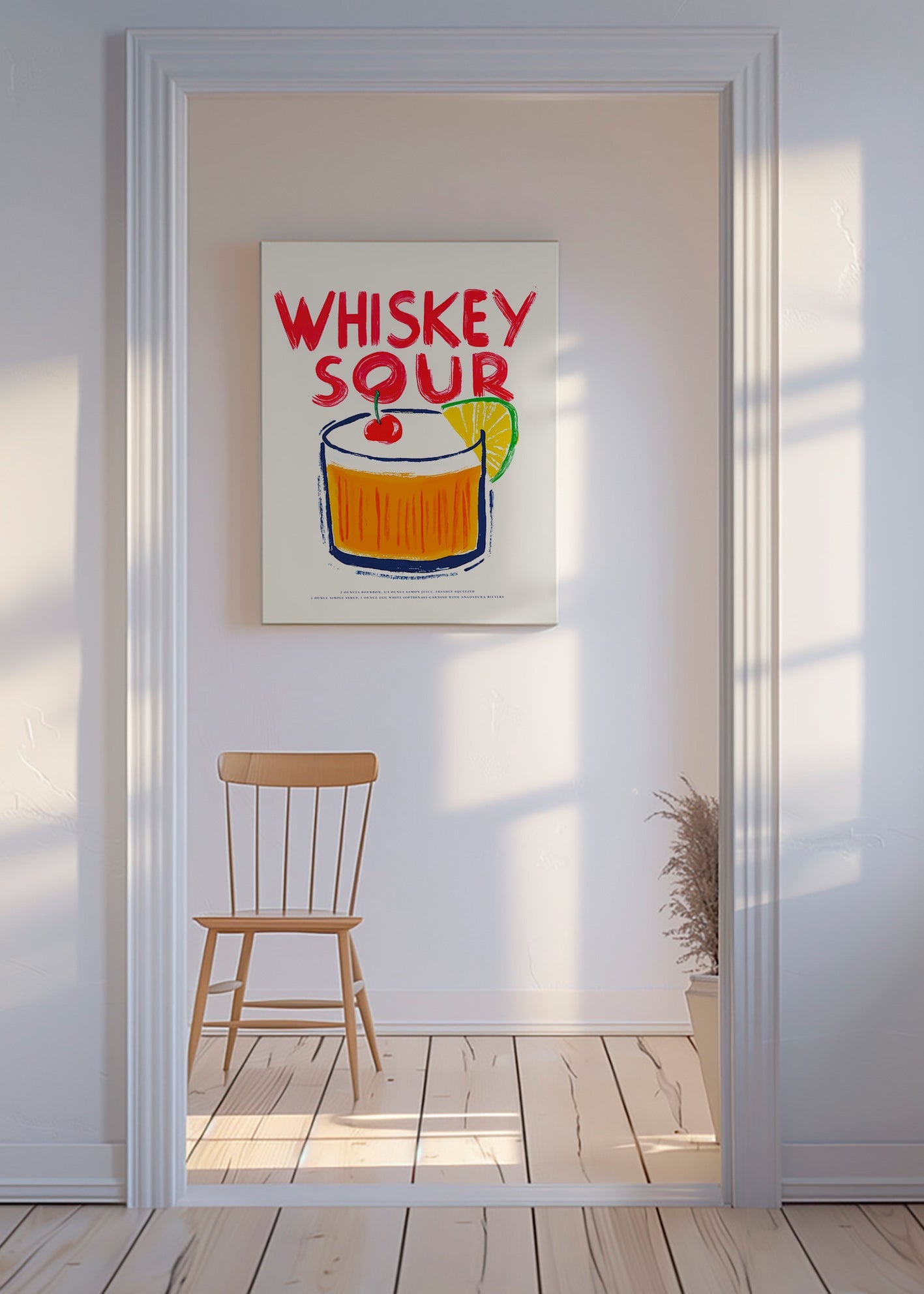 Art de cuisine Whiskey Sour illustration de cocktail