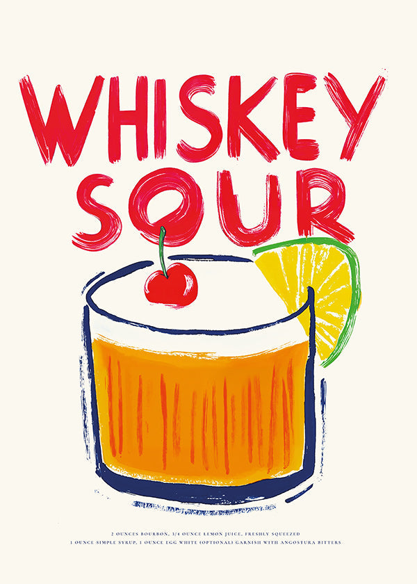 Art de cuisine Whiskey Sour illustration de cocktail