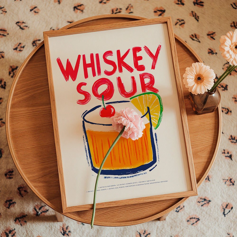 Art de cuisine Whiskey Sour illustration de cocktail