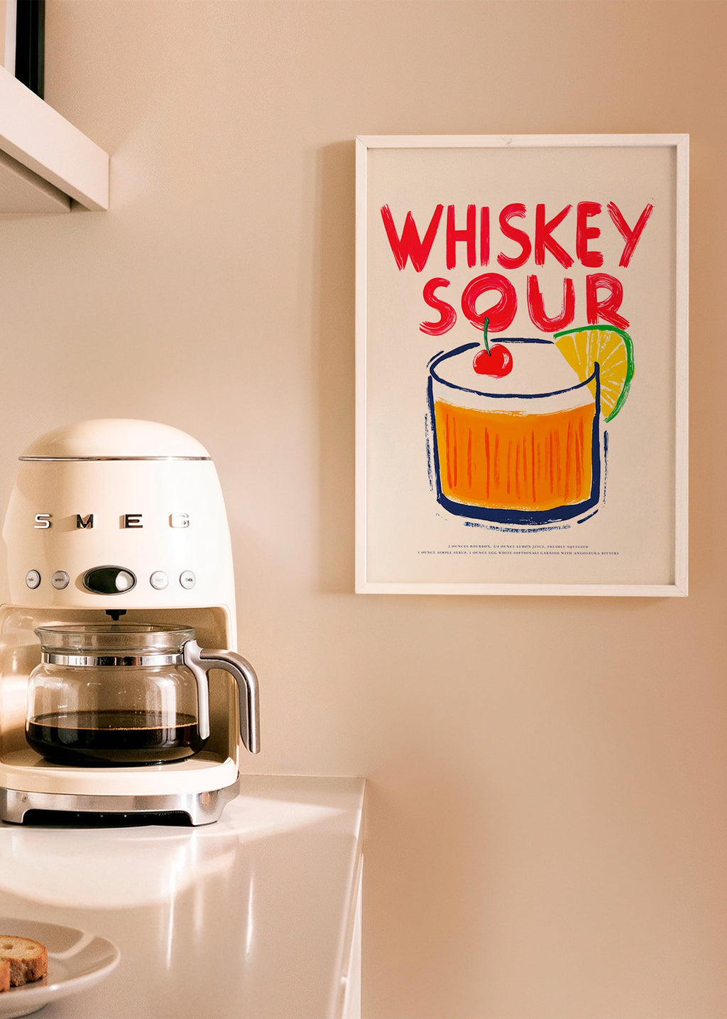 Art de cuisine Whiskey Sour illustration de cocktail